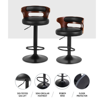  Nadia faux leather bar stools with back - Set of 2 for a modern look