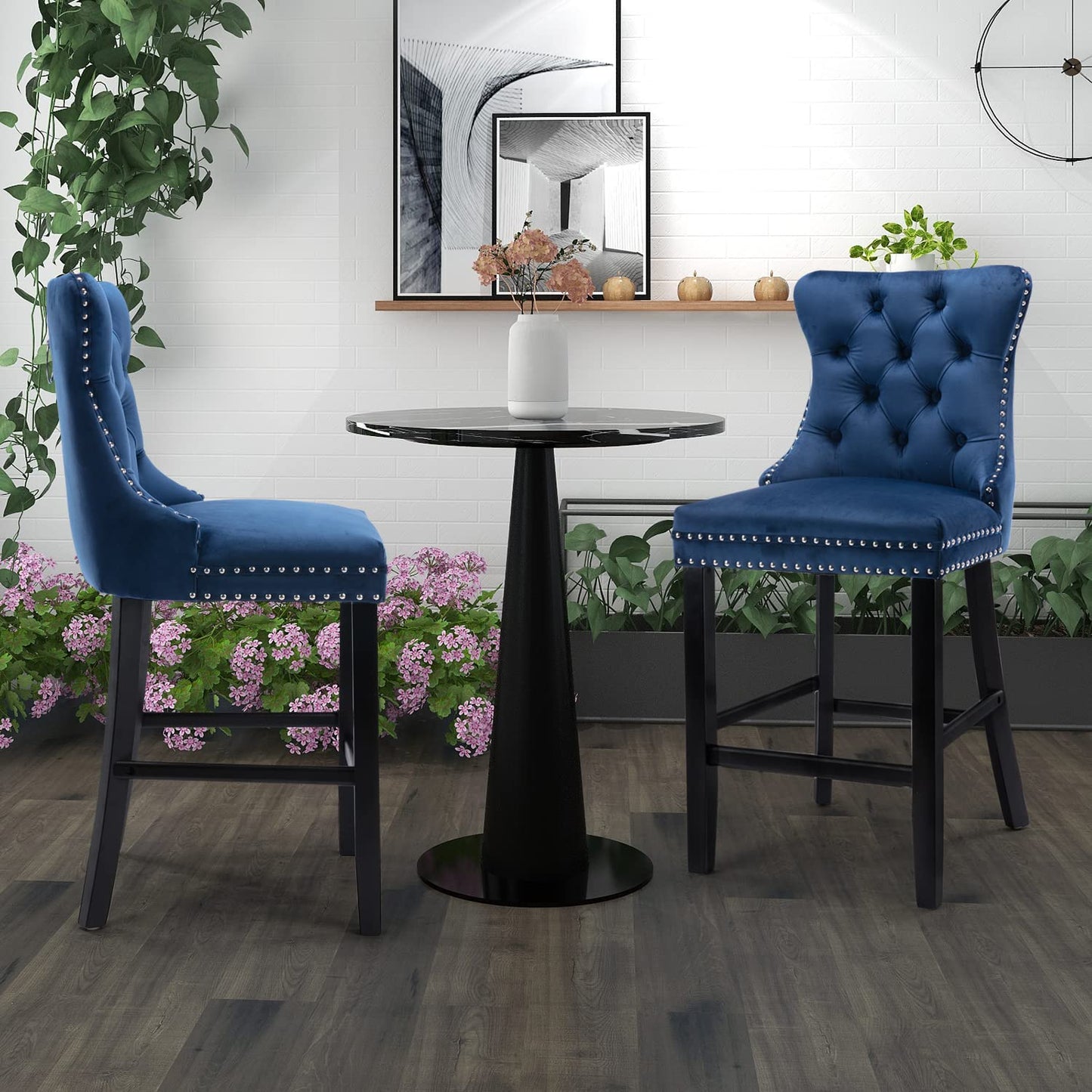 Flint Velvet Kitchen Bar Stools and chair with Studs set of 4